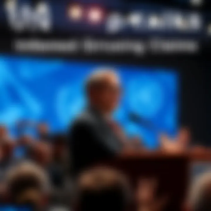 UN Ambassador Mike Waltz speaking at a podium UN Ambassador Mike Waltz discussing David Grusch's claims about classified programs in front of an audience