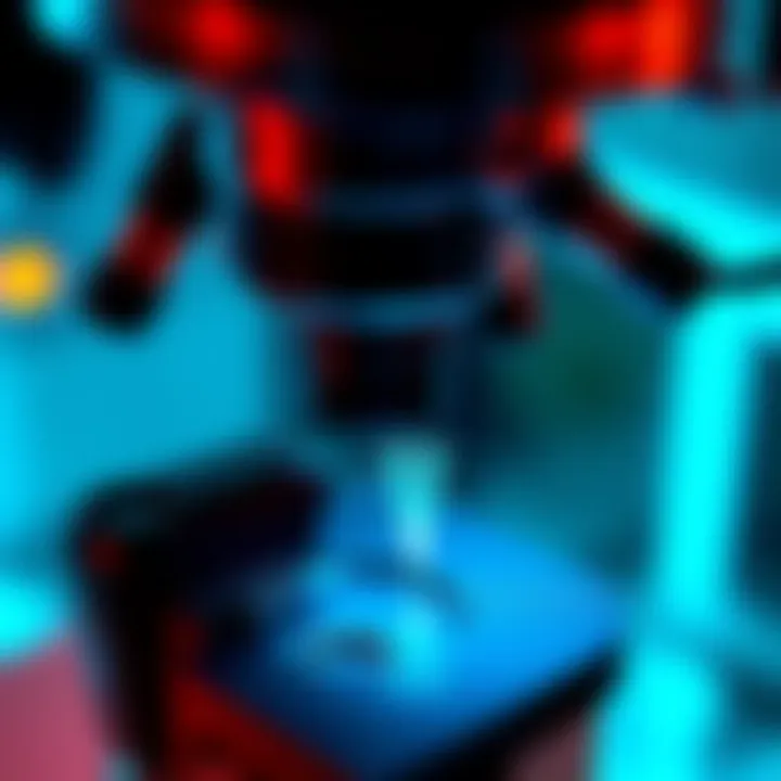 A close-up image showing a Scanning Electron Microscope analyzing a tiny optical fiber sample from the Buga Sphere at UNAM.