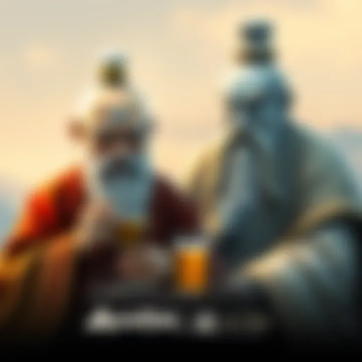 A serene blend of Uncle Iroh from Avatar: The Last Airbender, sipping tea, alongside Lao Tzu, symbolizing wisdom and tranquility