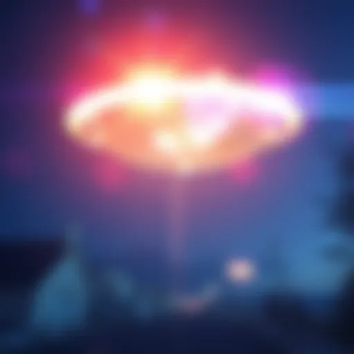 A blurry object in the sky with bright lights, capturing the mystery of UFO sightings in the age of high-definition technology.