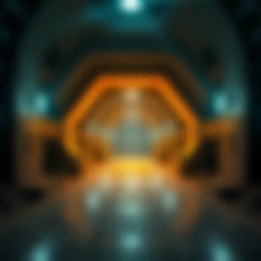 A hidden entrance to an underground network designed for the wealthy, featuring reinforced structures and high-tech security.