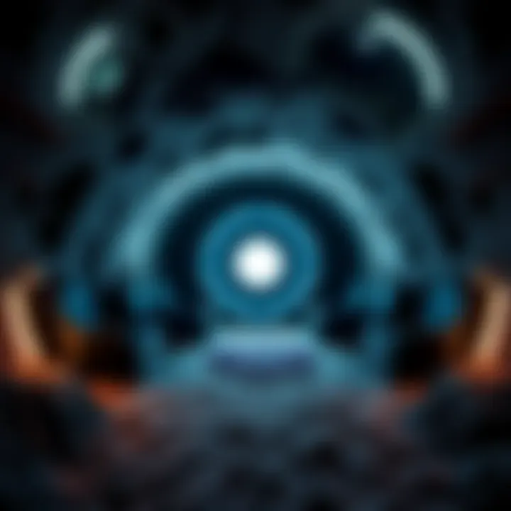 A high-tech underground shelter designed for the ultra-wealthy, equipped with luxury amenities and security features, surrounded by a dark, cavernous environment.