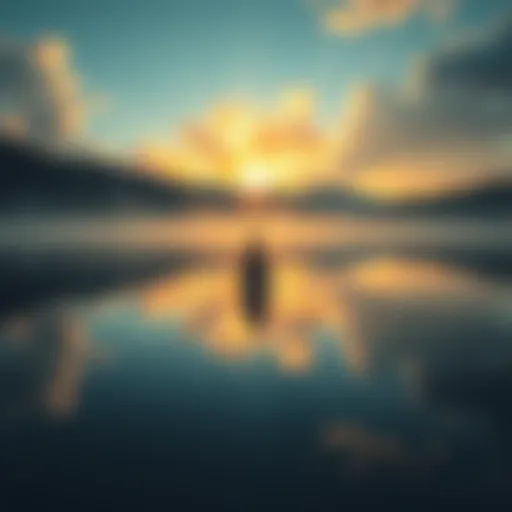 A serene scene of a person reflecting by a calm lake, symbolizing inner peace amidst life's struggles.