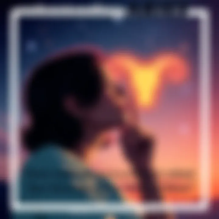 A thoughtful woman contemplating the silence of her Aries partner, set against a backdrop of stars symbolizing emotional connection and distance.