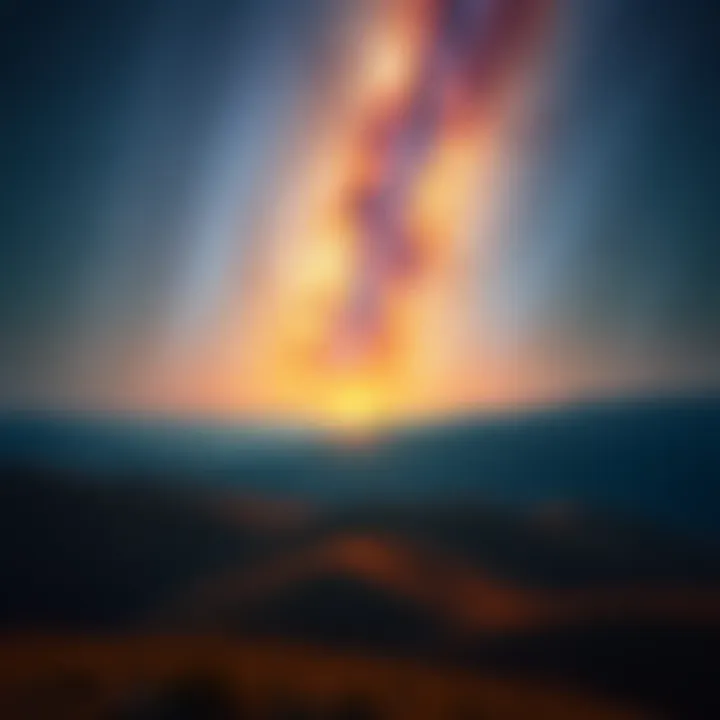 A serene landscape with a vast, starry sky representing the concept of Brahman, suggesting the infinite and unknowable.