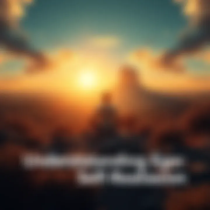 A serene figure meditating in nature, symbolizing the journey of self-discovery and the separation from thoughts and ego.