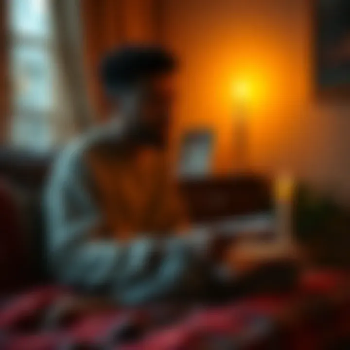 Understanding Operant Power A person reflecting on their beliefs in a cozy room, with a notebook and a candle, symbolizing personal power and decision-making in relationships and career.