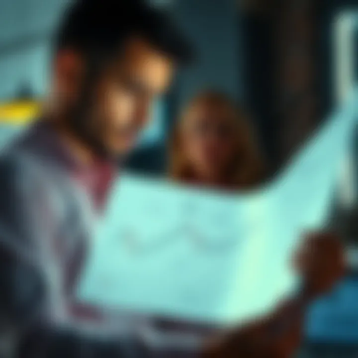 A person analyzing a chart with worried expressions, contemplating potential separation signs