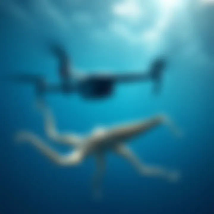 An underwater drone filming a squid unexpectedly records a mysterious marine creature in the ocean depths.