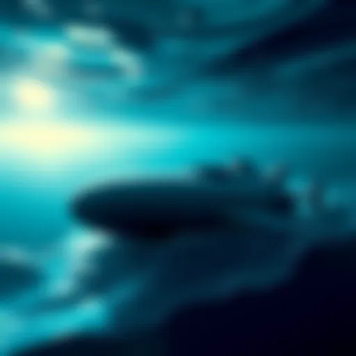 A large underwater vehicle is positioned in deep waters off the coast of the Bahamas, highlighting recent UAPGERB claims about deep water intelligence operations.