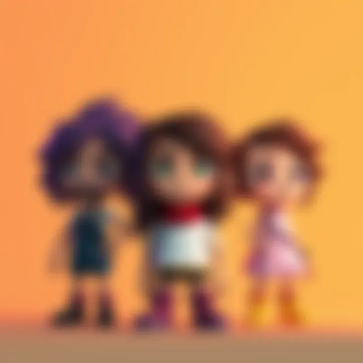 Three characters representing unevolved versions of popular traits, each displayed in a simple, colorful setting.