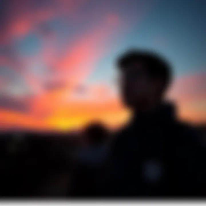 A person looking surprised while witnessing an unusual light in the sky at dusk with a friend beside them.