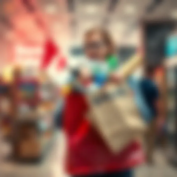 A person looks surprised while holding a shopping bag overflowing with unexpected items, illustrating the theme of unintended consequences.