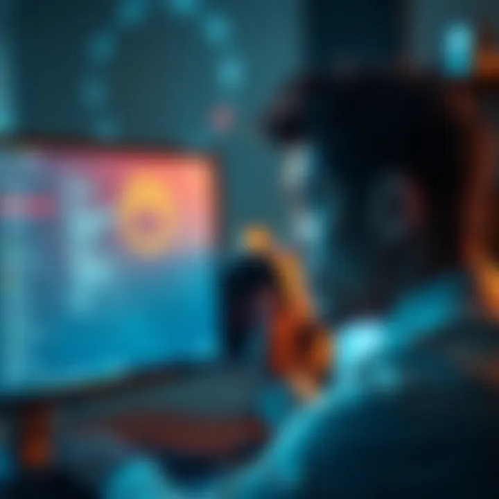 A person looking at a computer screen, puzzled while searching for a specific unicode character online.