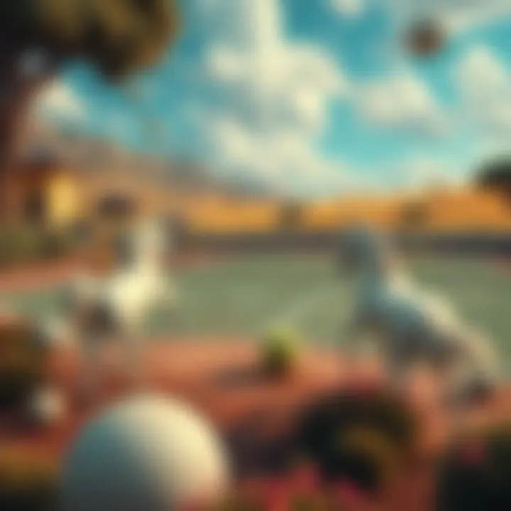 A whimsical scene depicting unicorns playing tennis in a surreal landscape, surrounded by abstract representations of perception and reality.