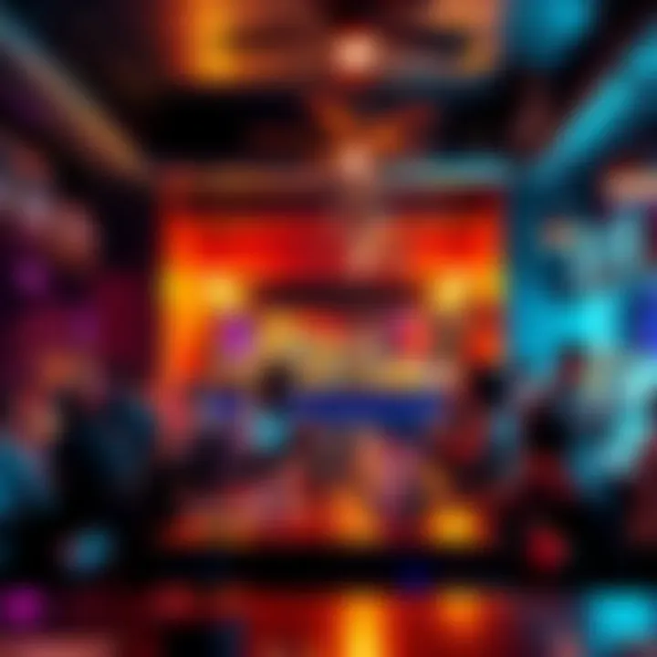 A vibrant bar scene with people enjoying drinks in a cozy, stylish atmosphere.