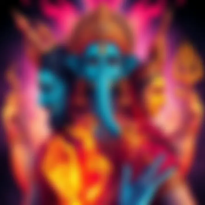 Abstract interpretation of gods blending various artistic styles