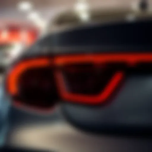 Close-up view of a car's back featuring a special design element