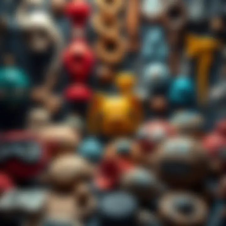 A display of intriguing items showcasing their unique shapes and colors, inviting curiosity.