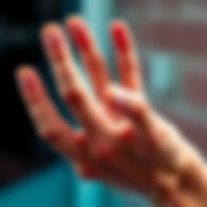 Close-up of a hand showing uniquely shaped pinkies A hand with noticeably curved and differently shaped pinky fingers, highlighting human diversity in hand structure