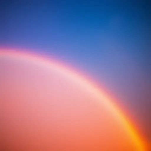 An unusual rainbow stretches across a clear sky, captivating onlookers. The colors are vibrant and distinct, creating a striking visual effect.