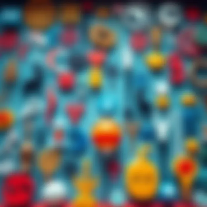 Unique Symbols A collection of various unique symbols representing different cultures and meanings, displayed in a colorful arrangement, symbolizing art and communication.