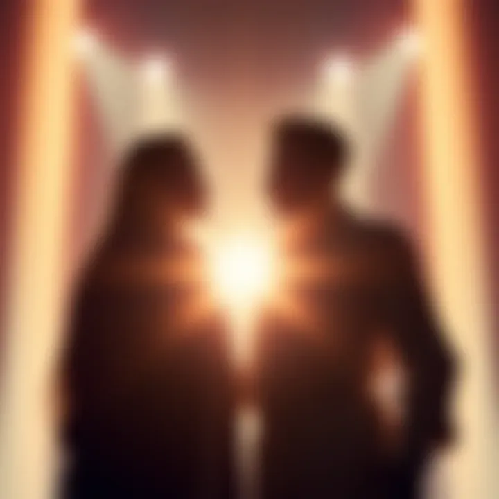 Two people standing together, symbolizing unity and connection with each other, surrounded by soft, glowing light