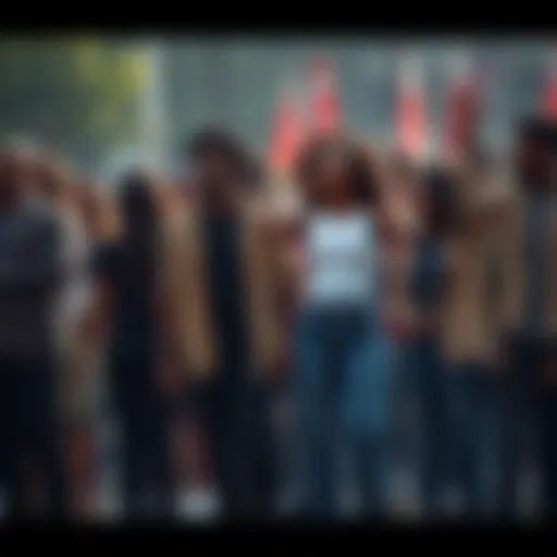 A diverse group of people standing together, holding hands in solidarity during challenging times.