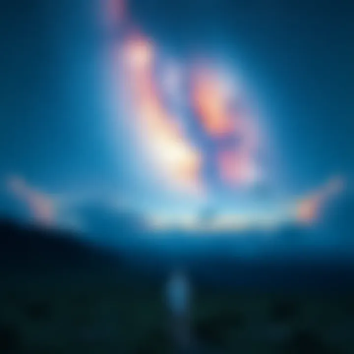 Concept of Universal Consciousness A serene landscape with a galaxy in the sky, symbolizing universal consciousness and the afterlife.