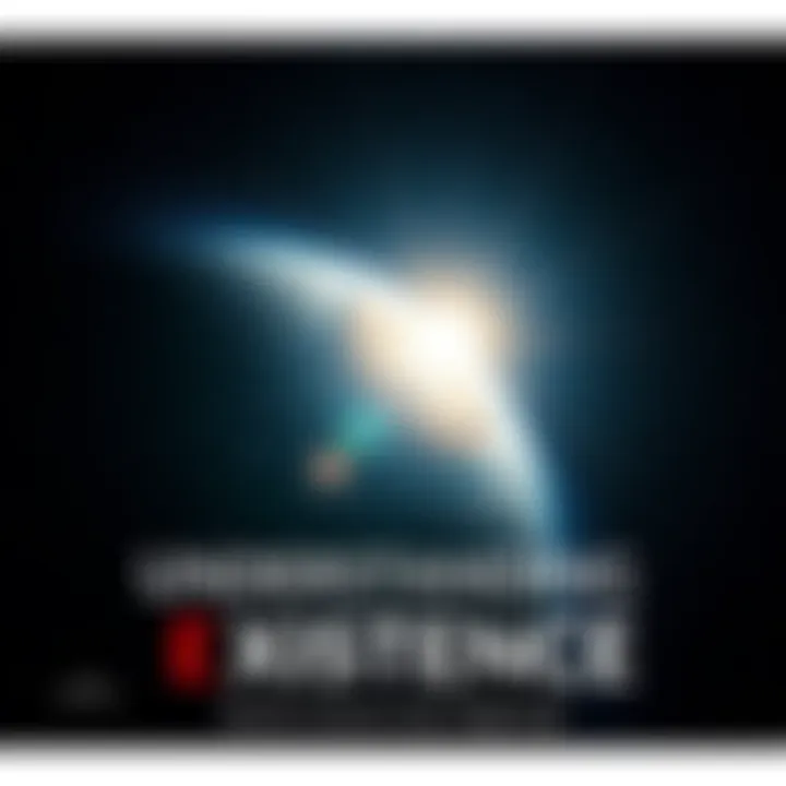 A dark space filled with stars and galaxies representing the vastness of the universe, with a bright light symbolizing the concept of creation or a beginning.