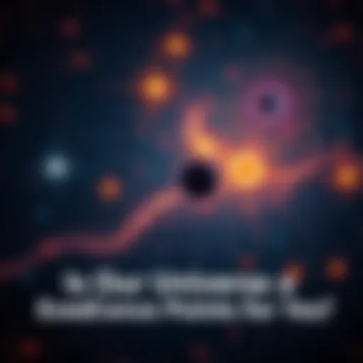 A digital representation of a cosmic scene showing stars and galaxies, with a pixelated effect highlighting the idea of a simulation.