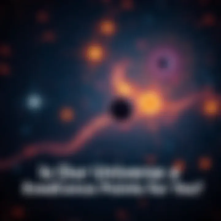 A digital representation of a cosmic scene showing stars and galaxies, with a pixelated effect highlighting the idea of a simulation.