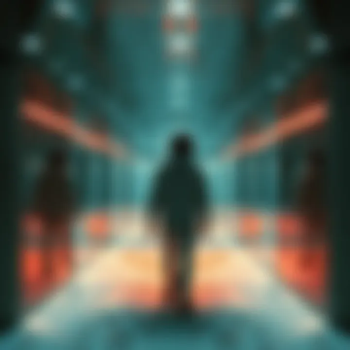 An artistic depiction of a person surrounded by distorted mirrors, symbolizing feelings of unreality and isolation