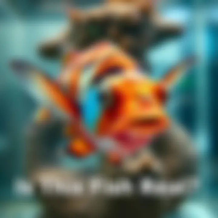 Close-up of a peculiar fish species showcasing its unique colors and features in an aquarium setting.