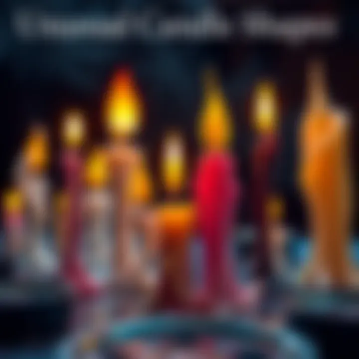 Various candles melting into unique shapes, showcasing their transformation during use, especially in a tarot setting.