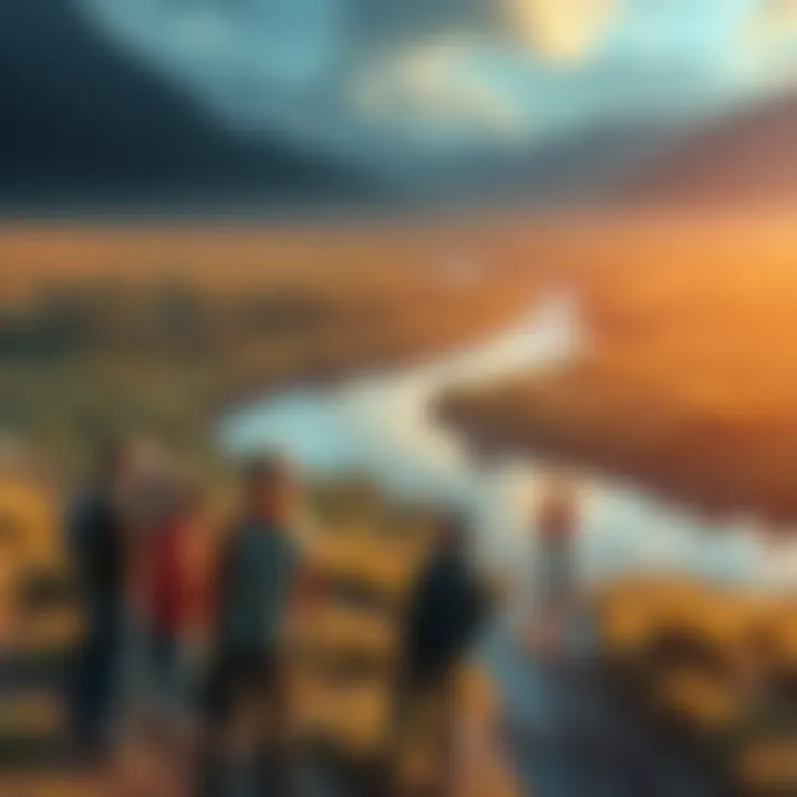 Residents gather near a creek to discuss an unusual object discovered in the area.