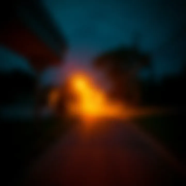 A security camera view capturing a strange event in Missouri at night