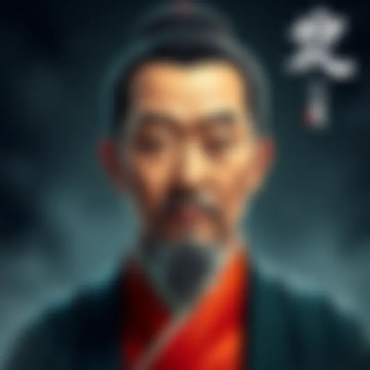 A detailed portrait of Upasaka Li Bing Nan, highlighting his thoughtful expression and traditional attire, symbolizing his role in Pure Land Buddhism.