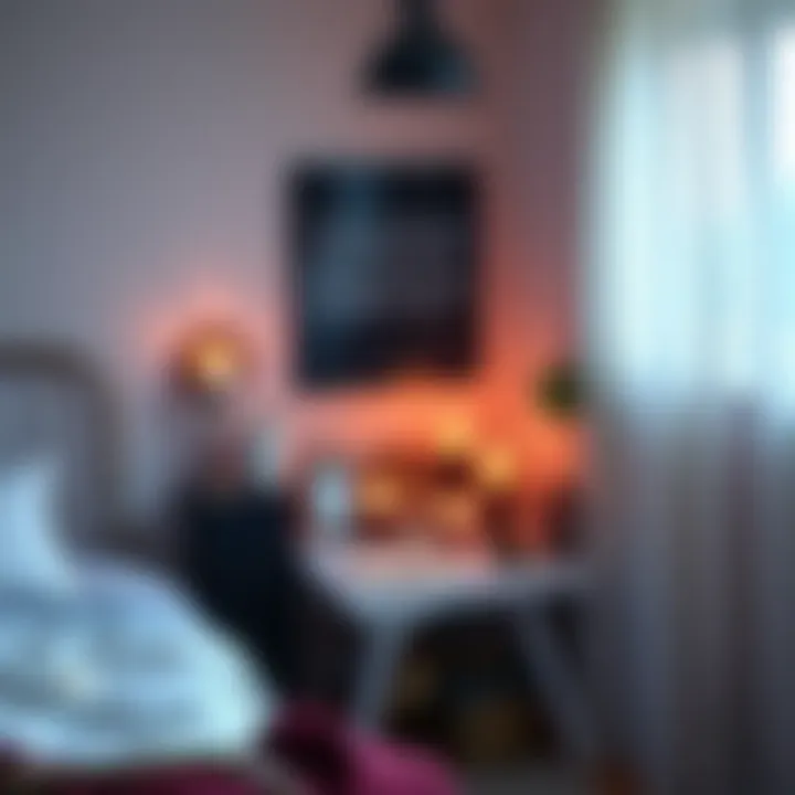 A personal altar placed in a well-lit corner of a bedroom, featuring candles, crystals, and spiritual items arranged neatly.
