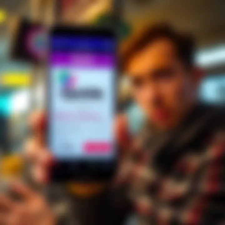 A smartphone displaying the Upside app offering cash back on gas and purchases with a confused person looking at it