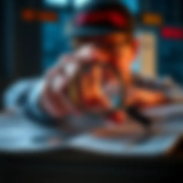 A person holding a magnifying glass over a newspaper, symbolizing the search for important news