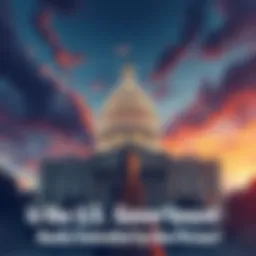 A symbolic illustration showing the U.S. Capitol building overshadowed by a single figure representing centralized power.