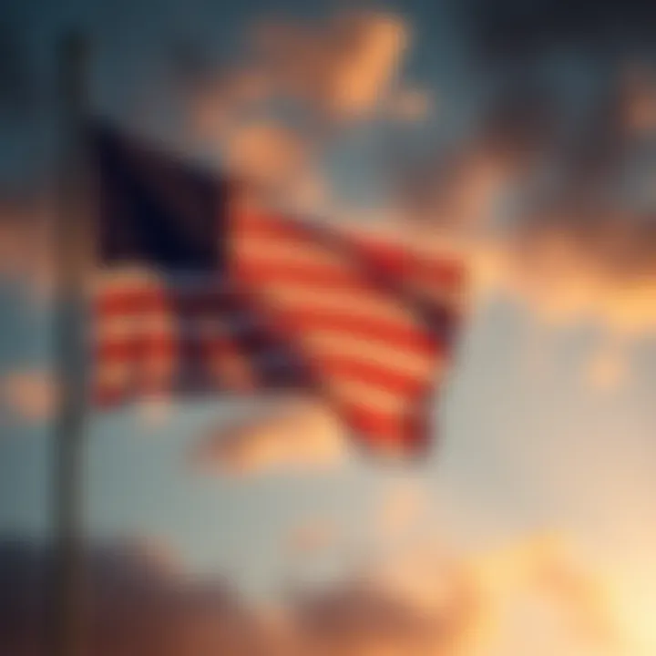 A U.S. flag flying at half-mast in memory of fallen service members