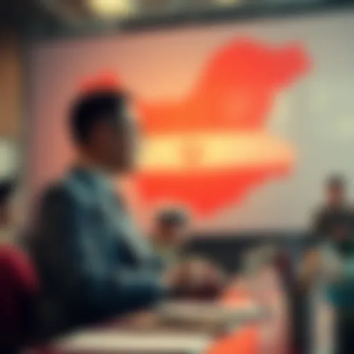 A military expert discussing strategies at a conference, with a map of Iran in the background.