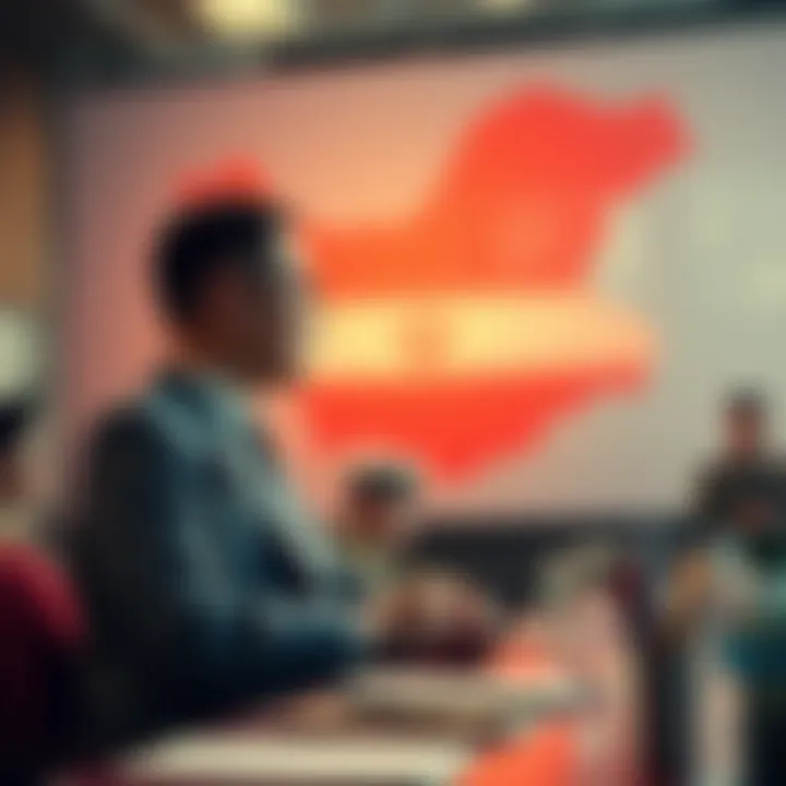 A military expert discussing strategies at a conference, with a map of Iran in the background.