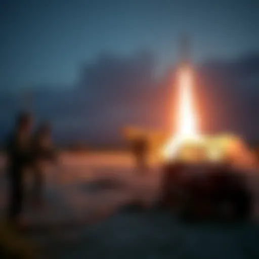 U.S. military personnel prepare missiles at a launch site in Turkey during the Cold War era.