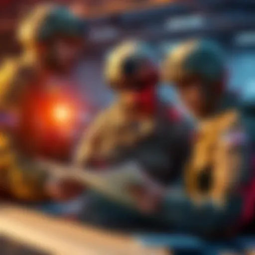 US soldiers in camouflage gear discussing plans with a map, symbolizing potential troop deployment to Iran