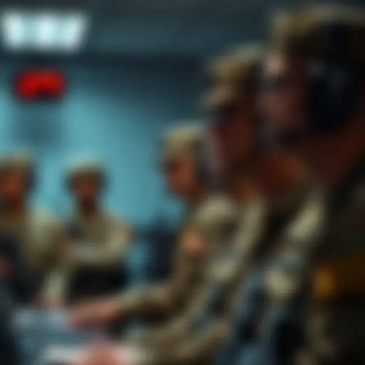 U.S. military personnel receiving warnings about a potential crisis, looking serious and alert in a briefing room
