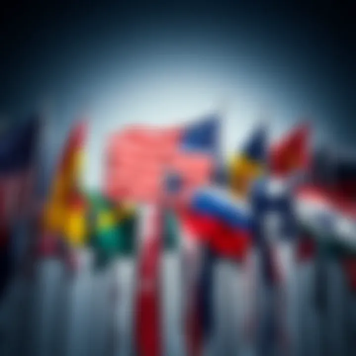 A collection of the USA flag with various flags from different countries displayed together, symbolizing pride and identity.