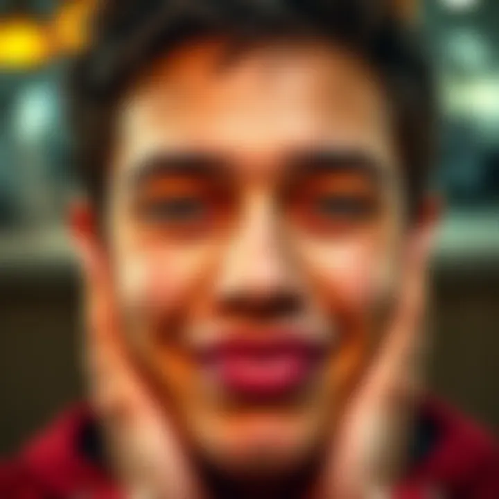 User showing lip changes after using subliminals A person smiling and showcasing their enhanced lips, sharing their experience with subliminal messaging on forums.